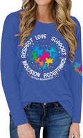 Autism Puzzle Long Sleeve Shirt Women Autism Awareness Tops Autism Acceptance Shirts Special Education Clothes