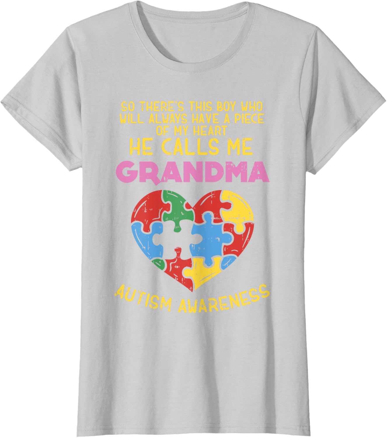 Grandma Autism Awareness Shirt Austistic Boy Piece My Heart