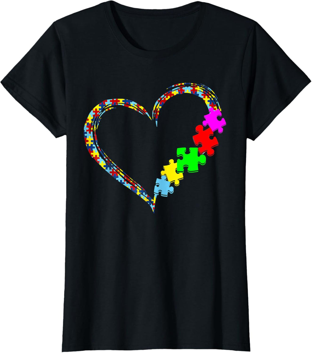 Autism Awareness Love Heart Puzzle Piece Gift Men Women