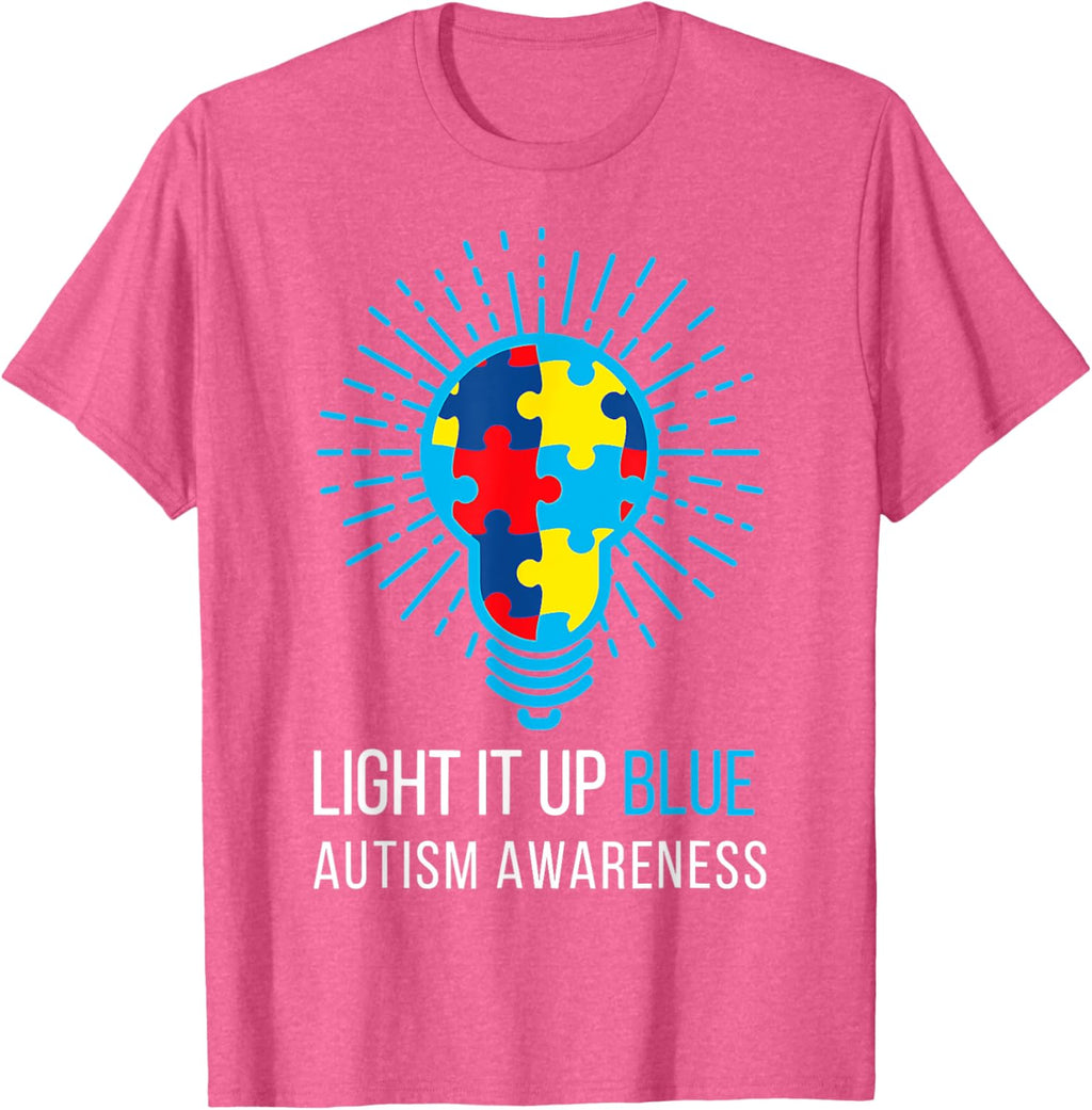 Light It Up Blue Autism Awareness Ribbon Puzzle Pieces