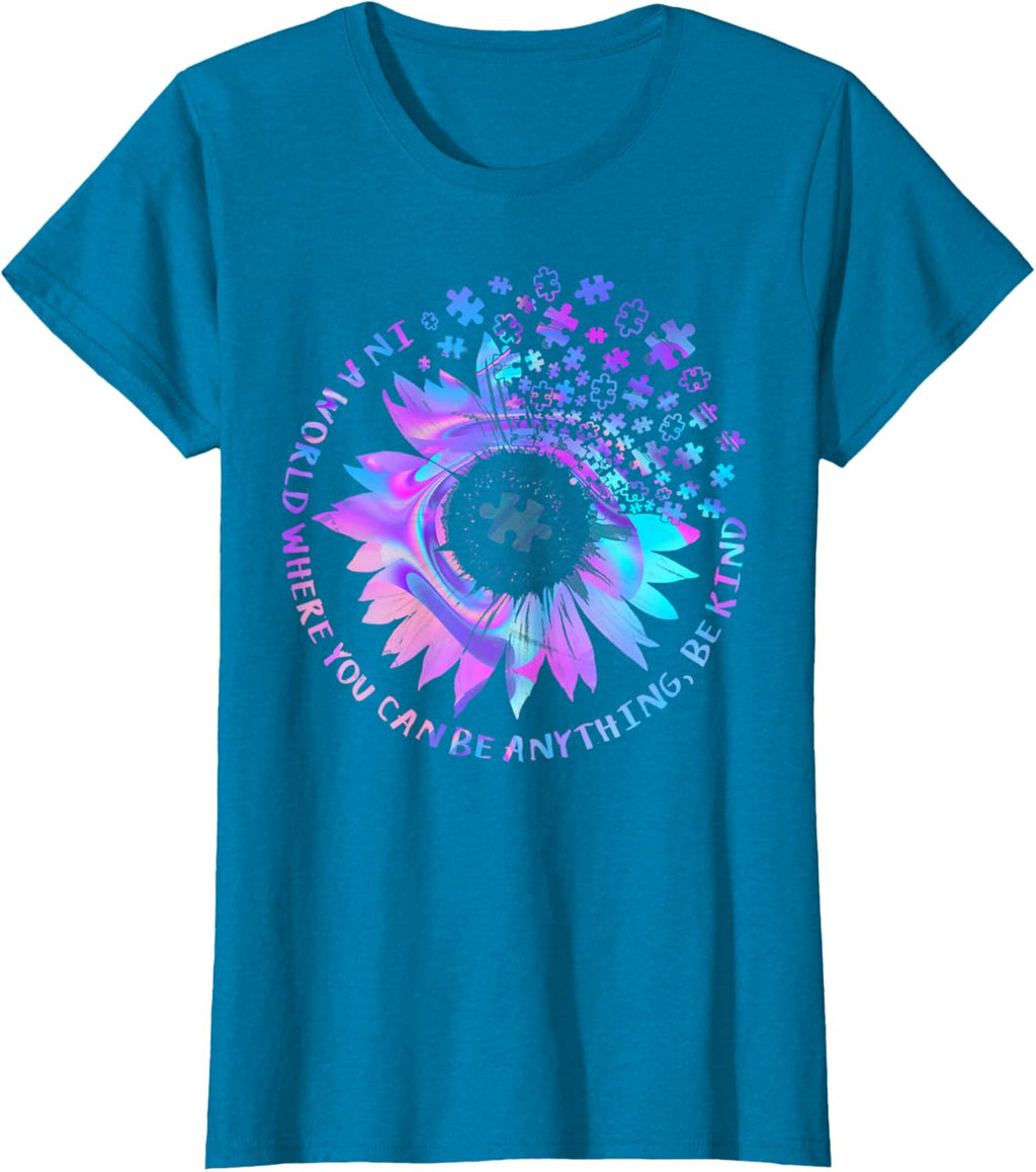 Be Kind Autism Awareness Kindness Sunflower Tie Dye Puzzle