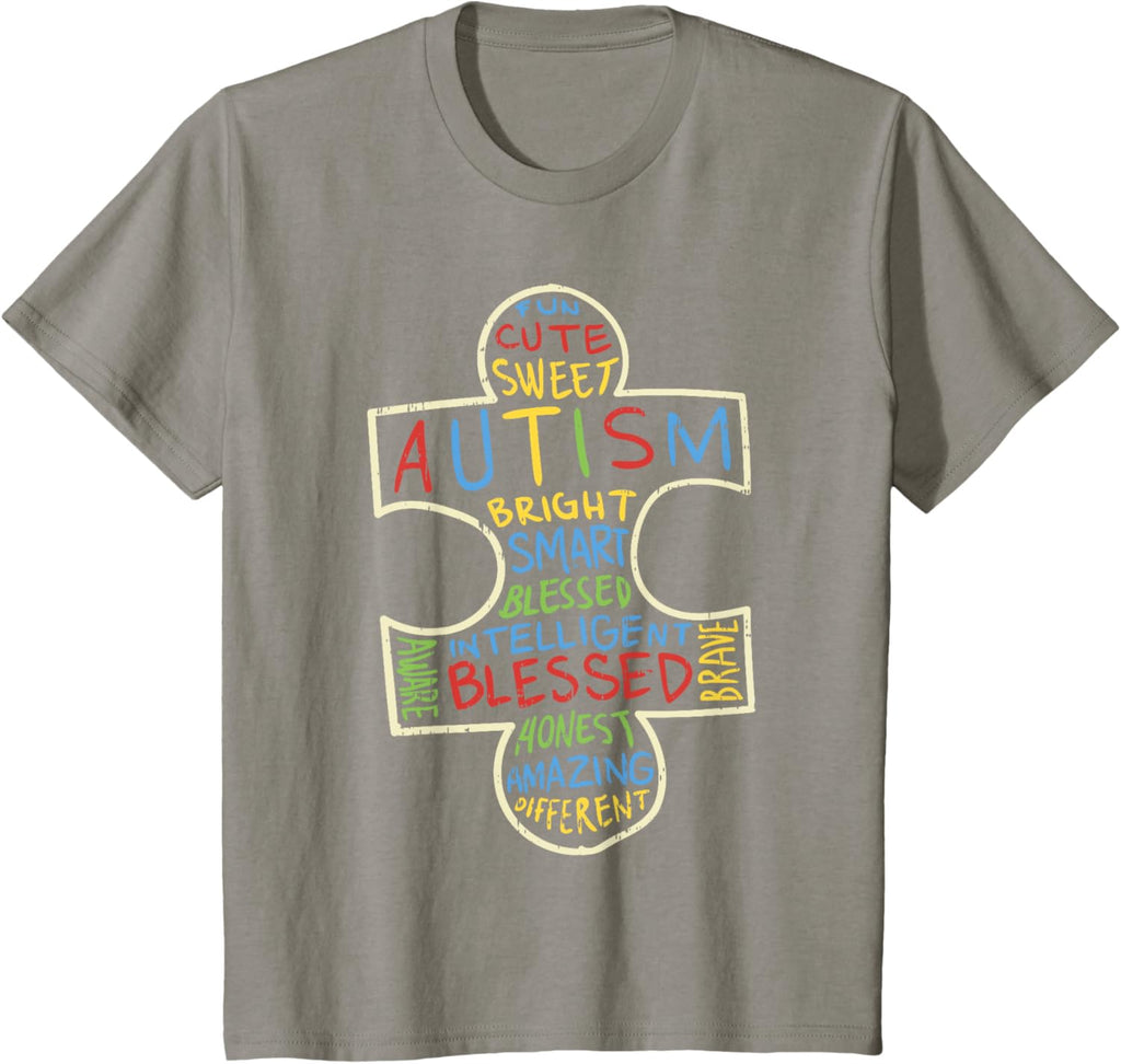 Autism Awareness Shirt Puzzle Piece Words Autistic Gift