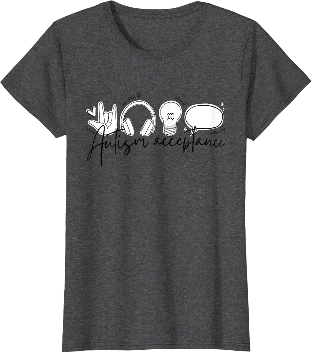 Autism Awareness Acceptance Shirt Support Mom Women Kid