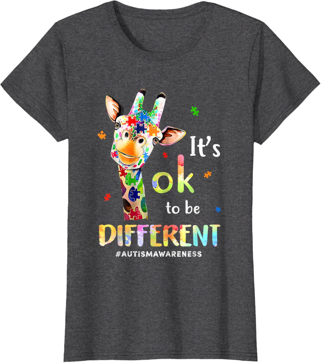 Autism Awareness Cute Giraffe Animal Its Ok To Be Different