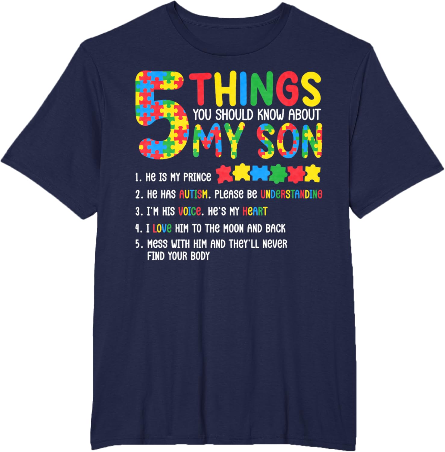 Autism Awareness Shirt 5 Things You Should Know About My Son