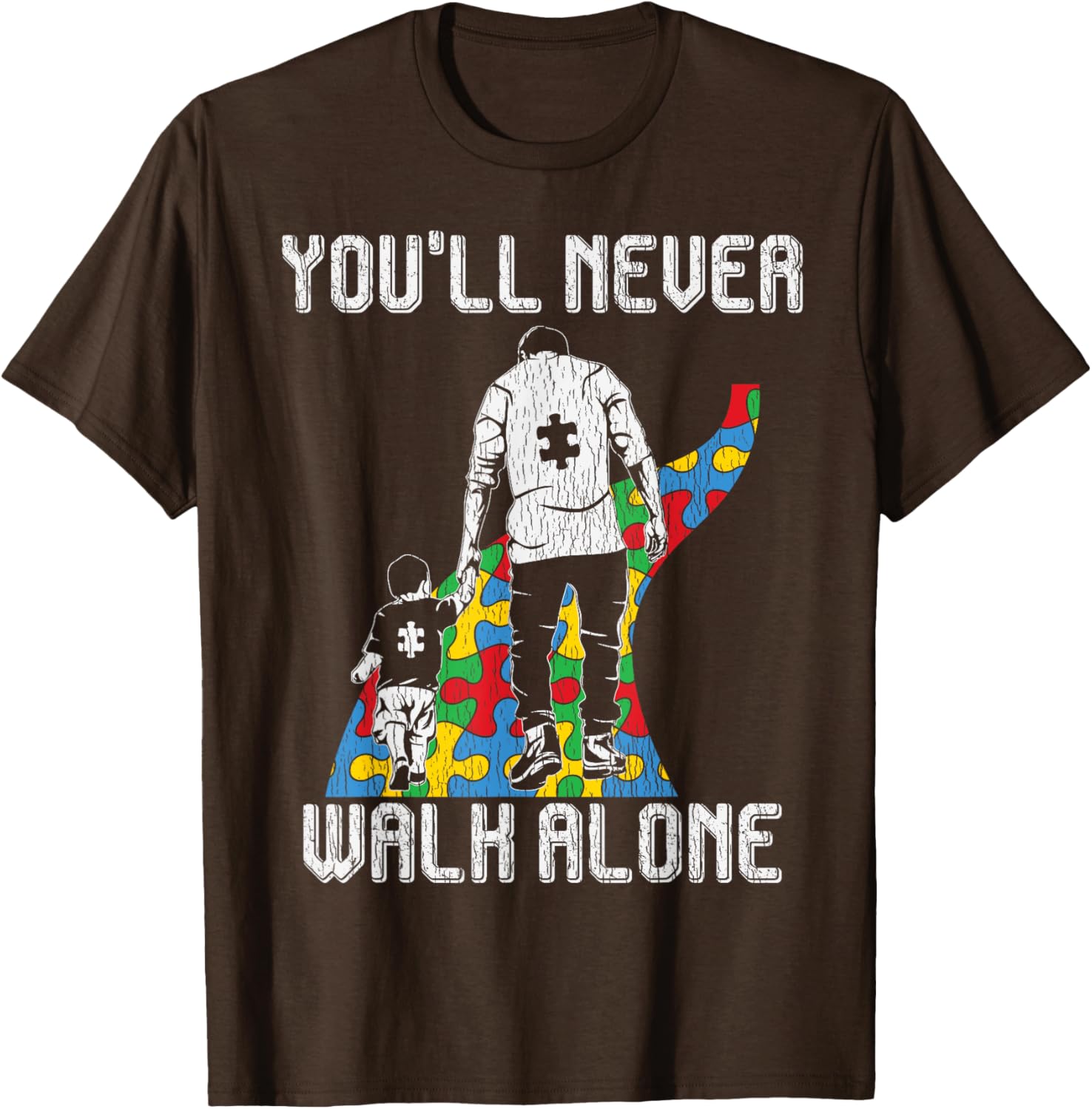 Vintage Father Son Family Autistic Kids Autism Awareness Dad