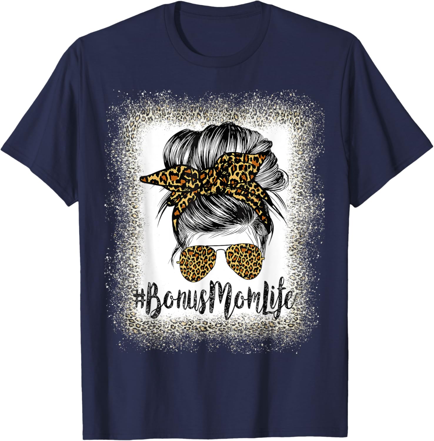 Bonus Mom Life Hair Bandana Glasses Leopard Mother's Day T