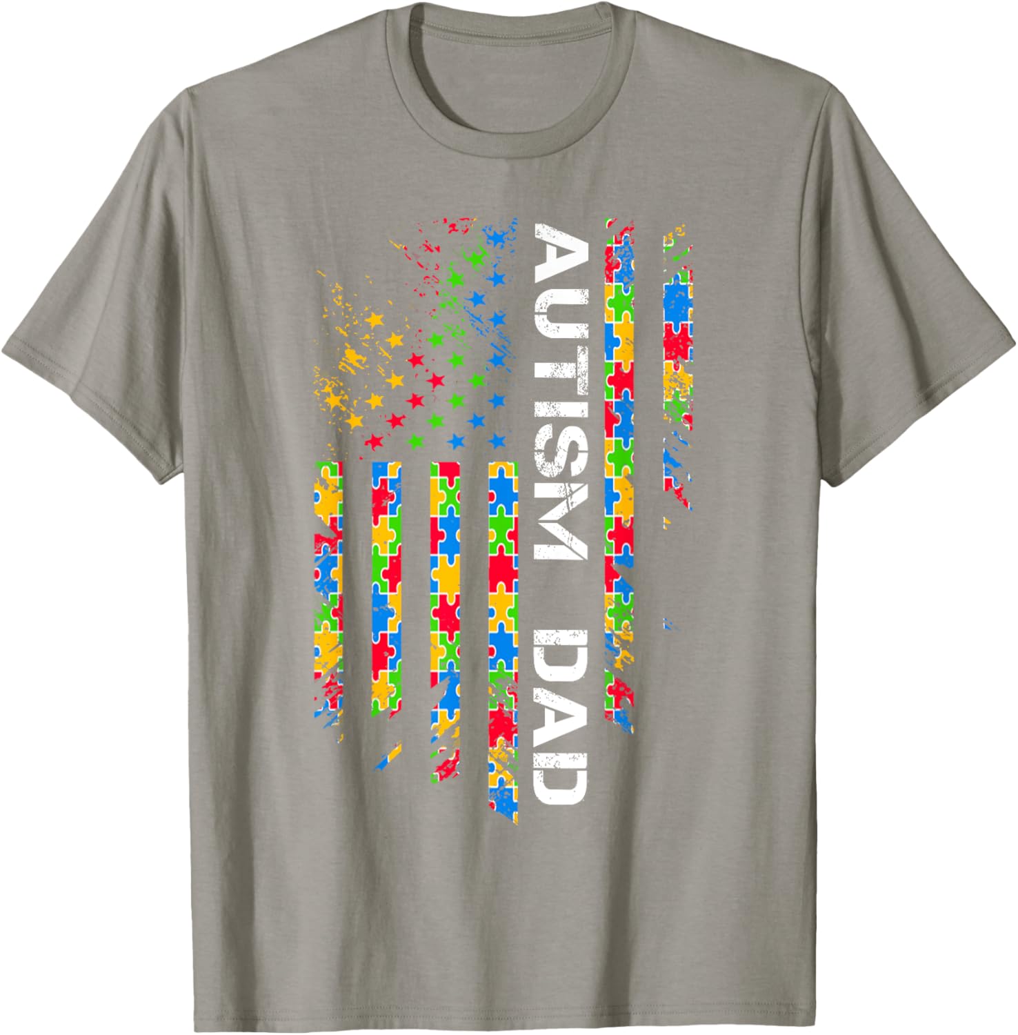 Autism Dad Awareness American Flag USA