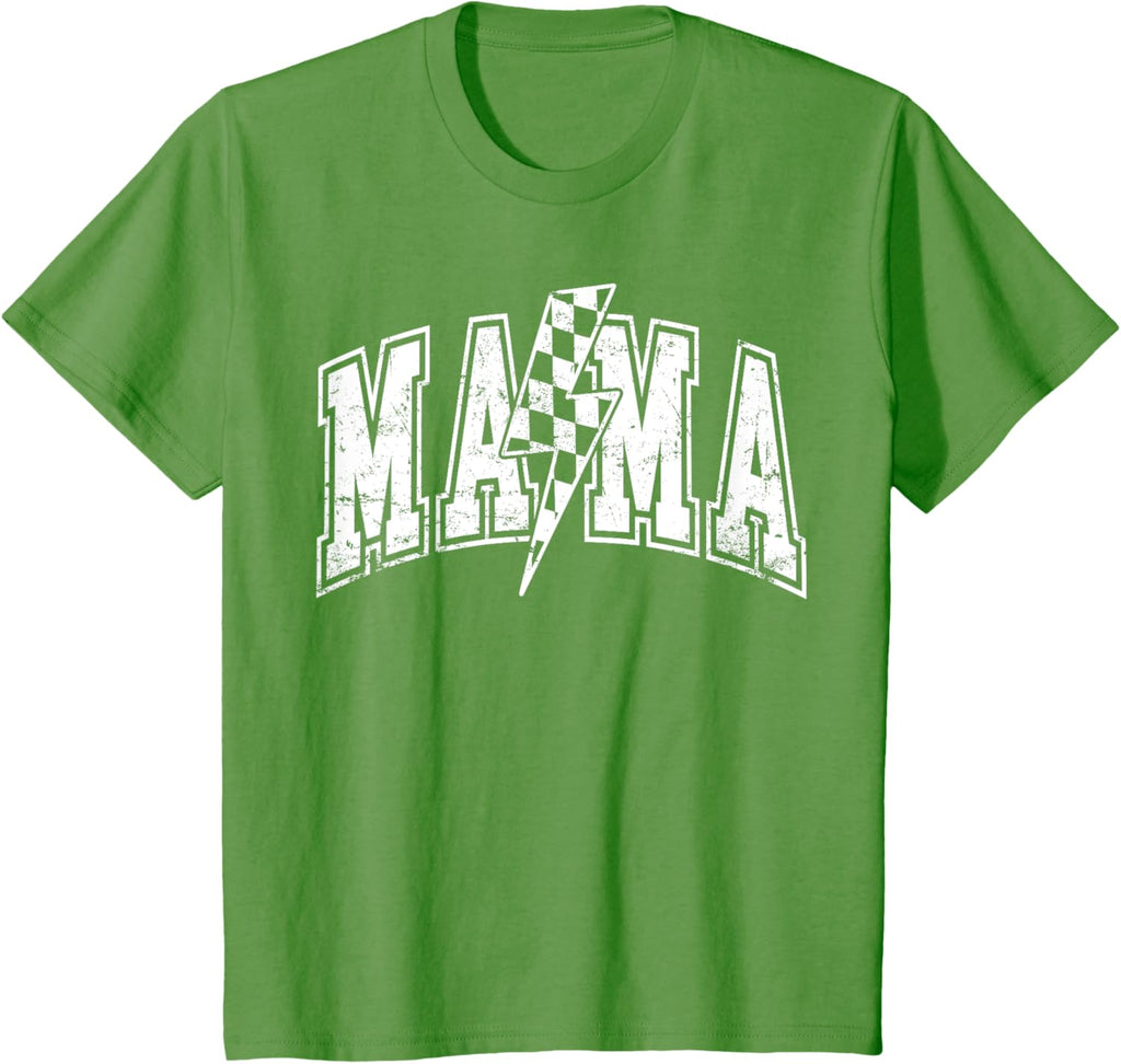 Mama Lightning Bolt Checkered Varsity Mom Women Mother's Day Mother Shirt