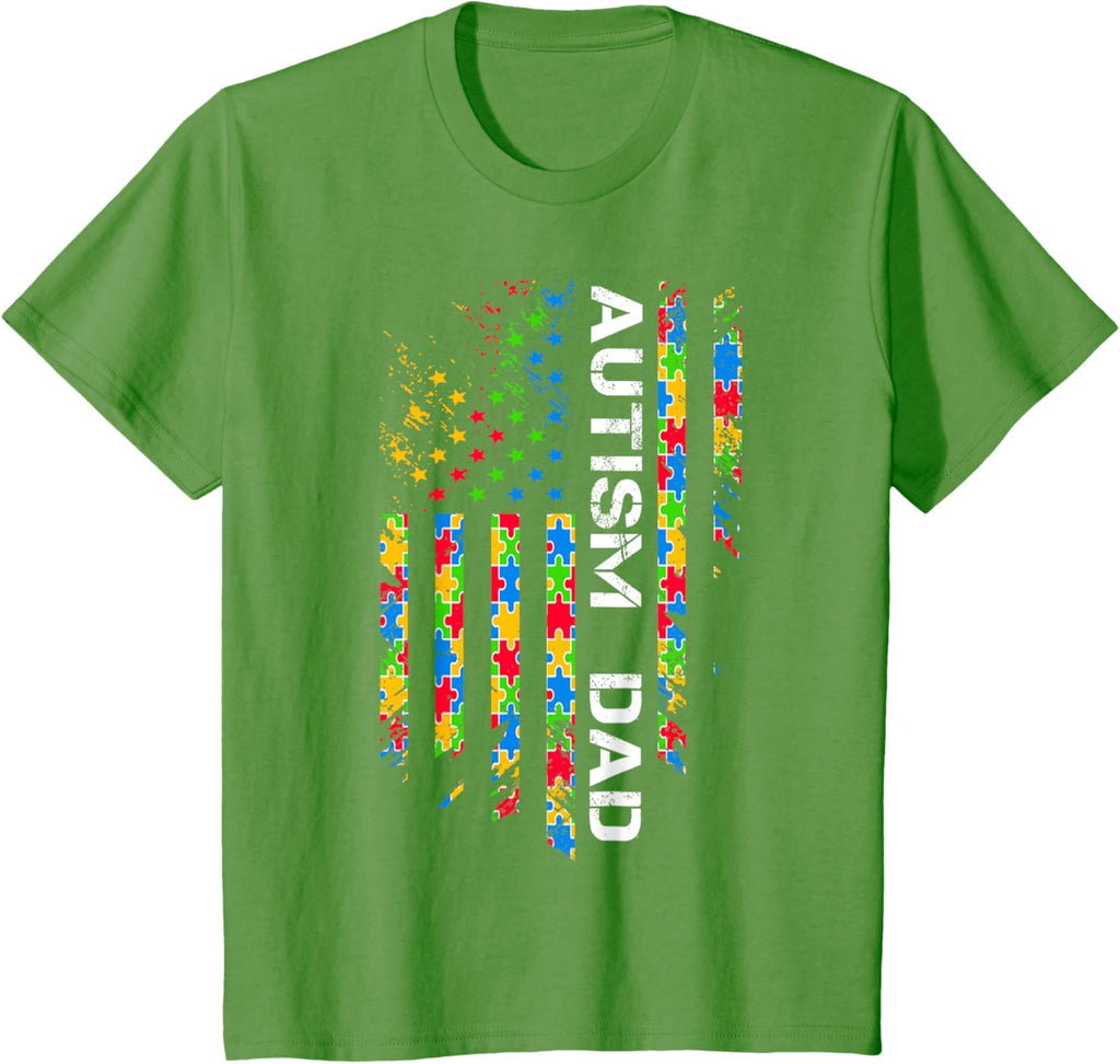 Autism Dad Awareness American Flag USA