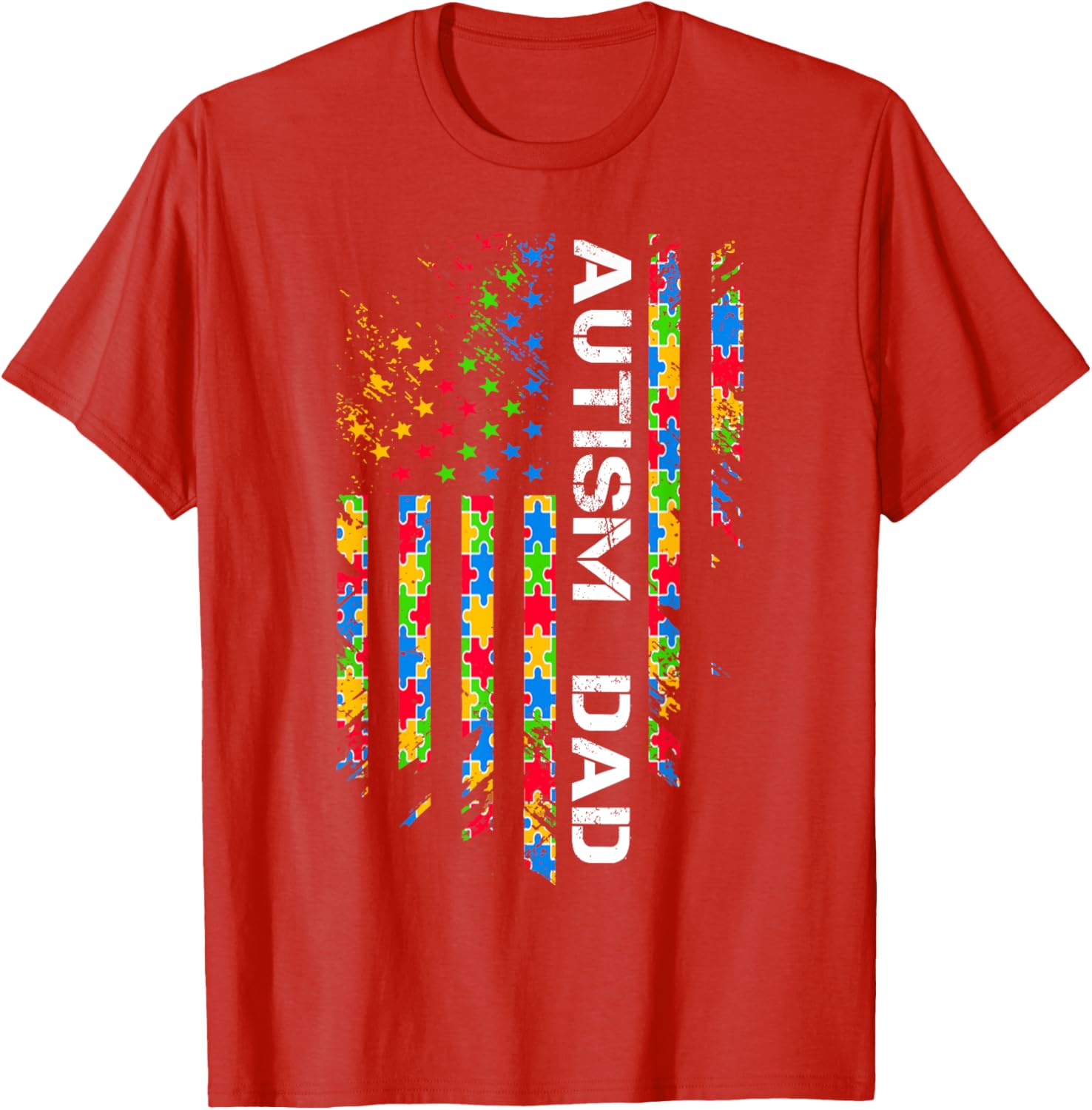 Autism Dad Awareness American Flag USA