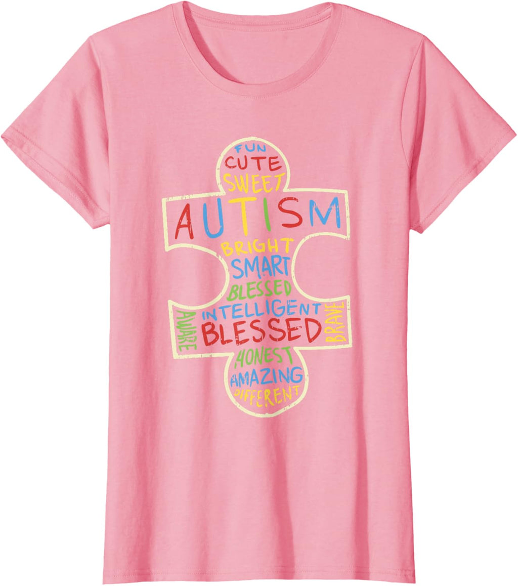 Autism Awareness Shirt Puzzle Piece Words Autistic Gift
