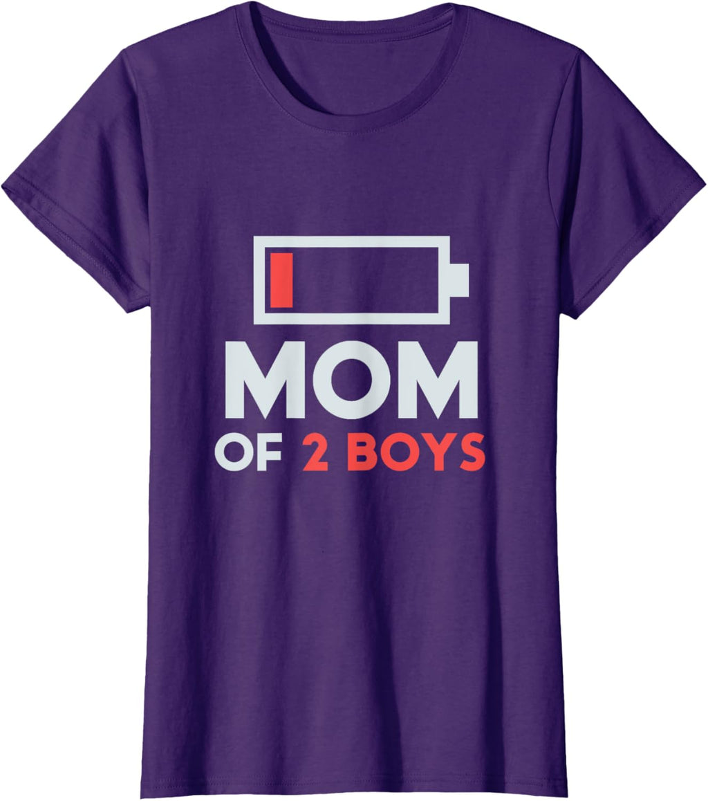 Mom of 2 Boys Gift from Son Mothers Day Birthday Women Mother Shirt