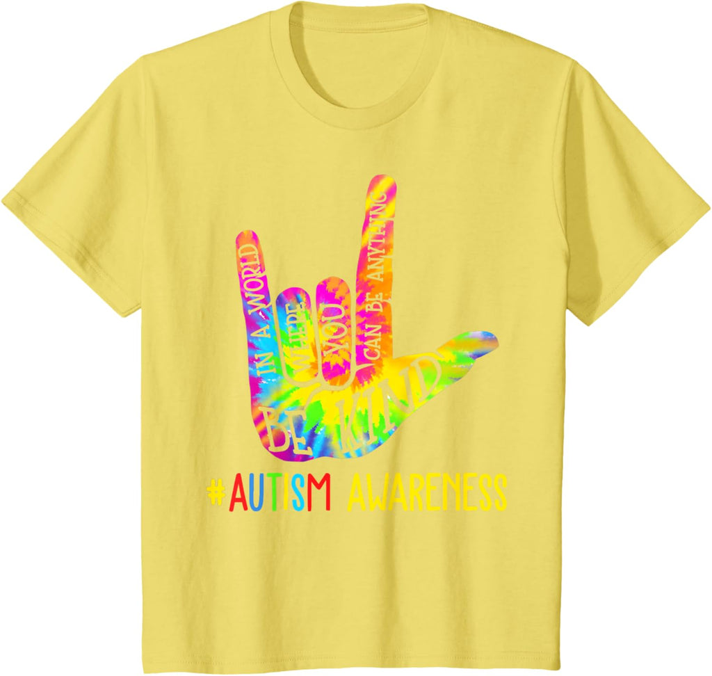 Be Kind ASL Love Sign Language Hand Autism Awareness Tie Dye