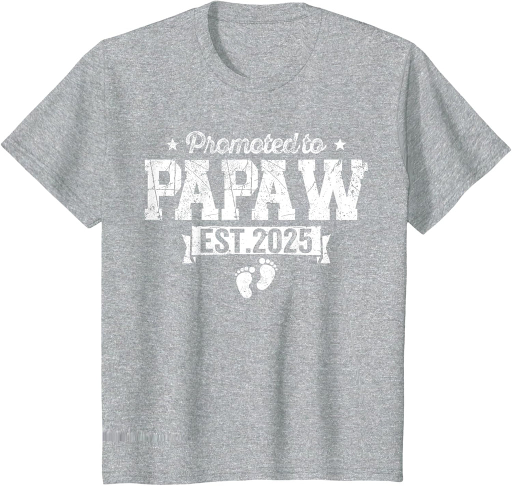 Retro Promoted To Papaw 2025 New Papaw First Father's Day T-Shirt, Small, Black